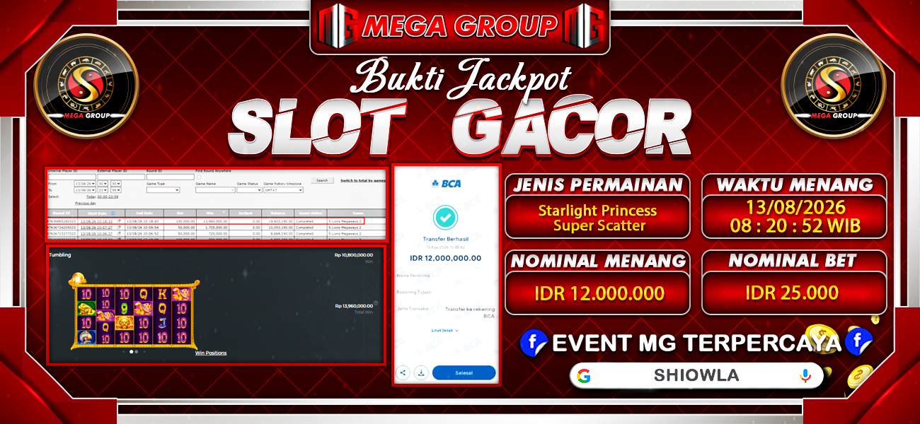 Bukti JP situs Shiowla hari Kamis, 13 Agustus 2026