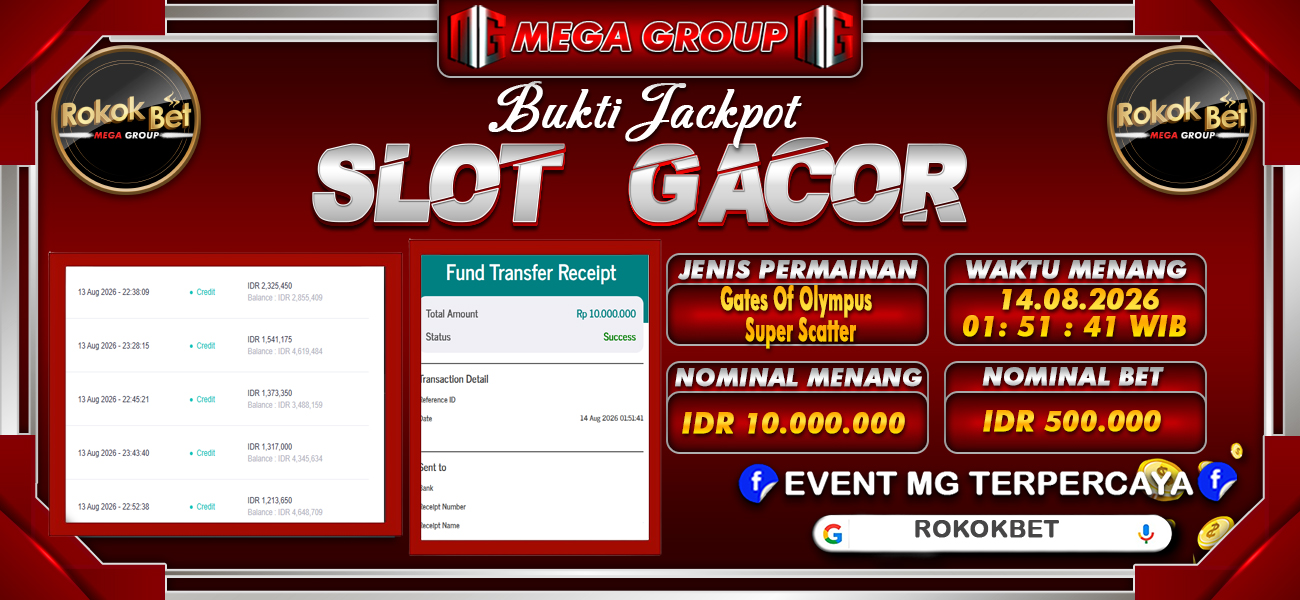 Bukti JP situs Rokokbet hari Jumat, 14 Agustus 2026