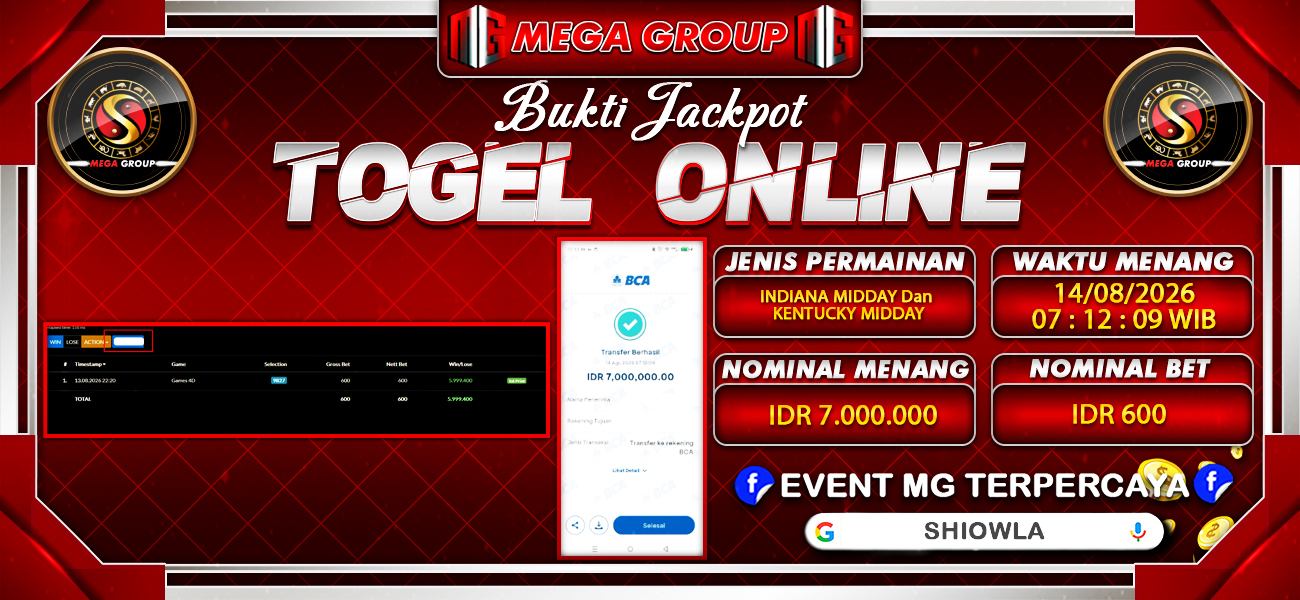 Bukti JP situs Shiowla hari Jumat, 14 Agustus 2026