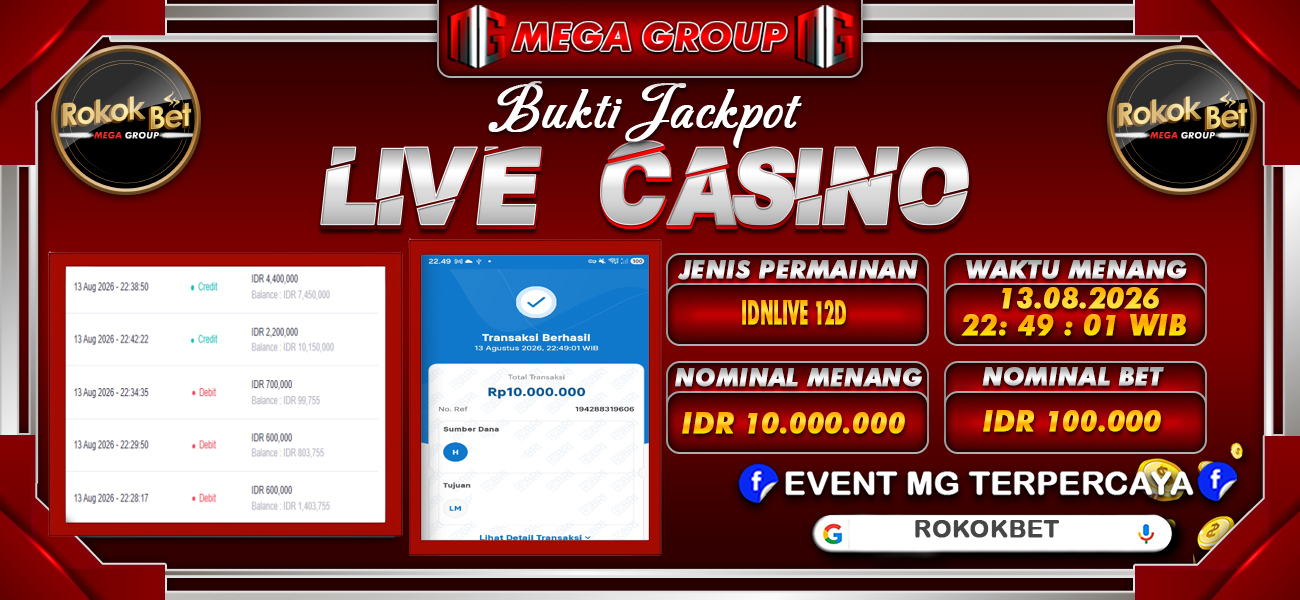 Bukti JP situs Rokokbet hari Kamis, 13 Agustus 2026