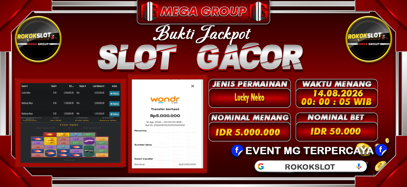 Bukti JP situs Rokokslot hari Jumat, 14 Agustus 2026