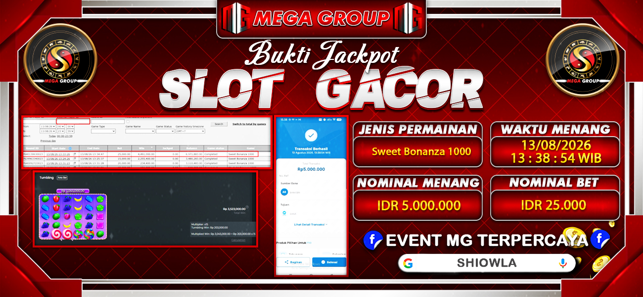 Bukti JP situs Shiowla hari Kamis, 13 Agustus 2026