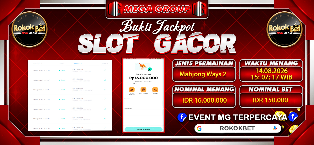 Bukti JP situs Rokokbet hari Jumat, 14 Agustus 2026