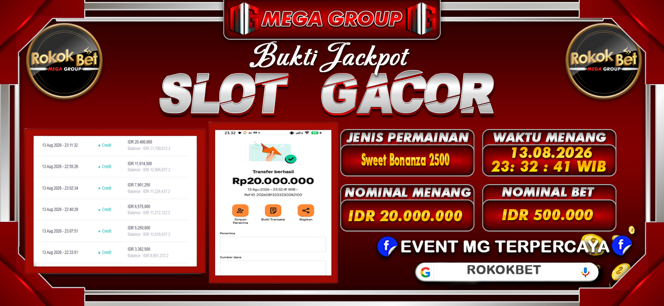 Bukti JP situs Rokokbet hari Kamis, 13 Agustus 2026