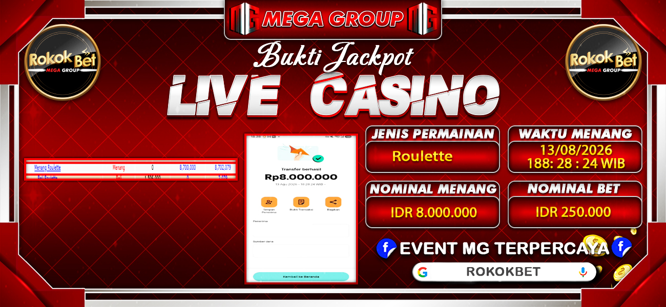 Bukti JP situs Rokokbet hari Kamis, 13 Agustus 2026